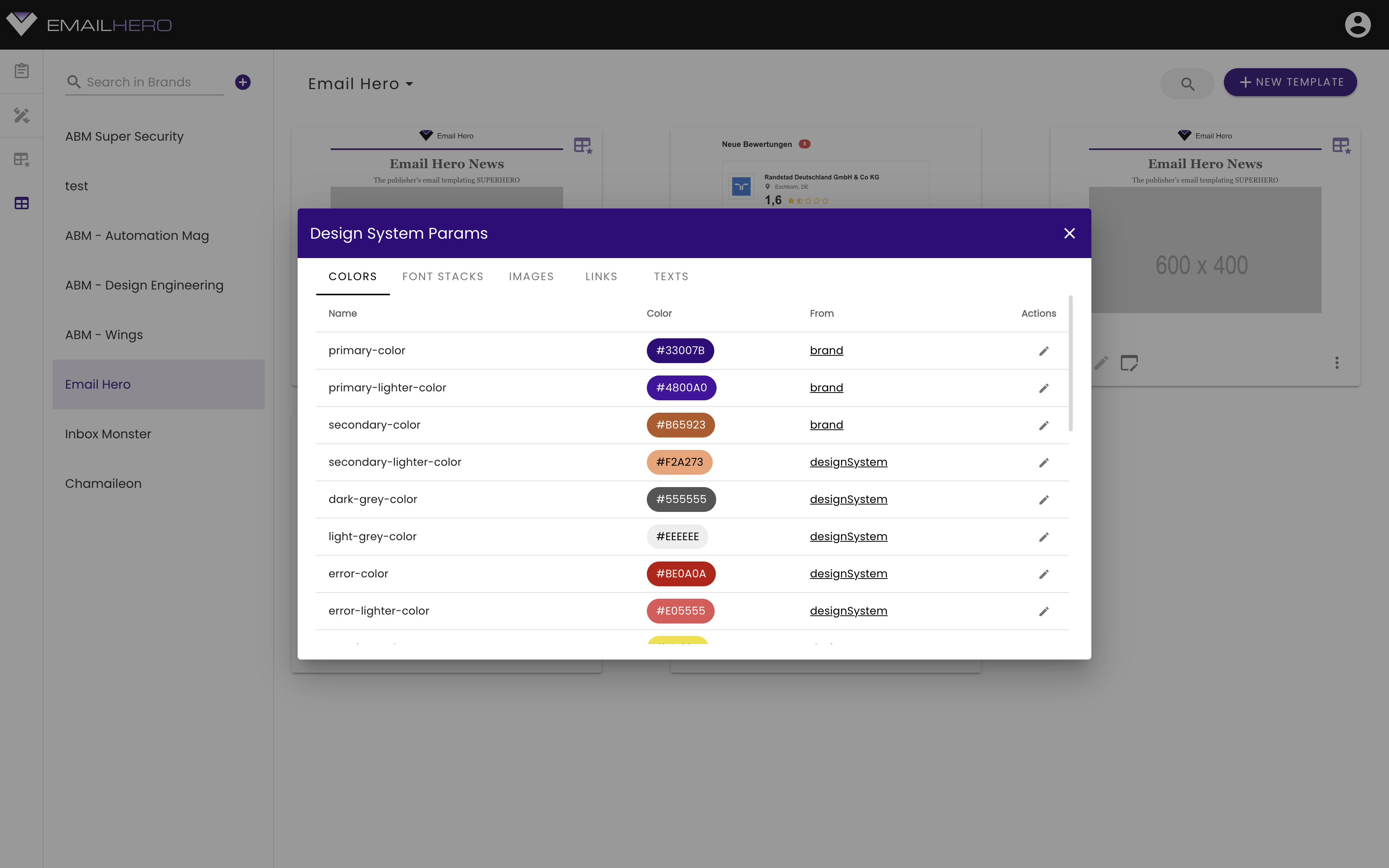 Brand Templates - Design System Params