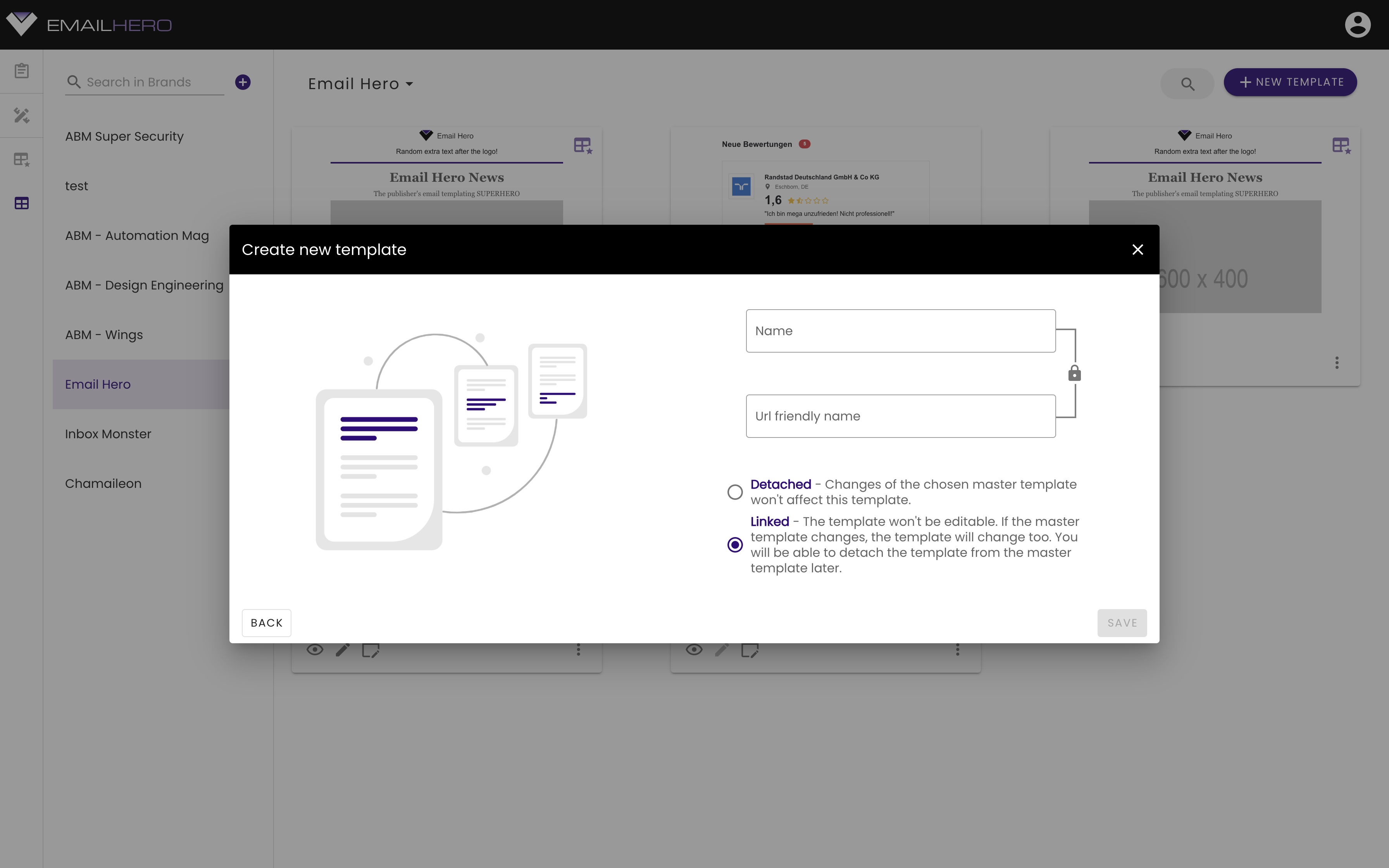 Brand Templates - Create new - Linked