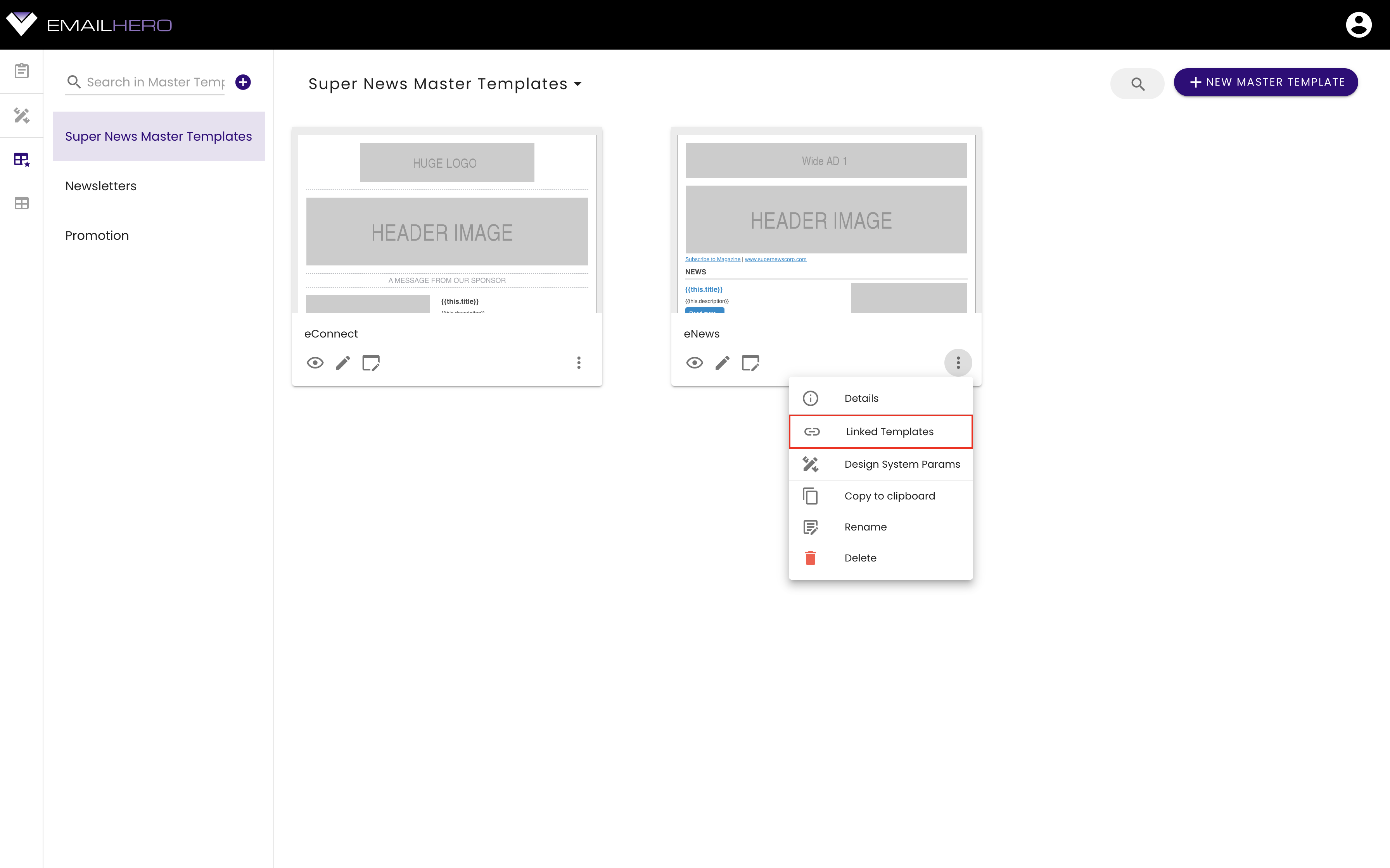 Master Templates - Linked templates - Open